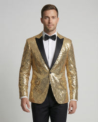Glänzender Herren Pailletten Blazer – Gold