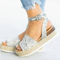 Ursula | Damen Plateau Keilsandaletten mit Espadrille Sohle – Silber