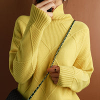 Kuscheliger Rollkragenpullover für Damen | Winter – Gelb