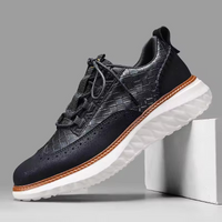 David | Stylishe Brogue Leder Sneakers für Herren – Schwarz