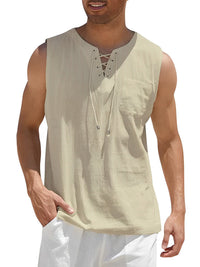 Valentin | Herren V-Ausschnitt Tank Top ärmellos – Khaki