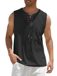 Valentin | Herren V-Ausschnitt Tank Top ärmellos – Schwarz