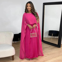 Valentina | Cape Maxikleid für Hochzeitsgäste – Rosa