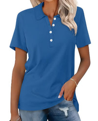 Valeria | Damen Kurzarm Poloshirt – Blau