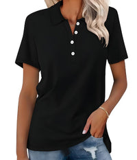 Valeria | Damen Kurzarm Poloshirt – Schwarz