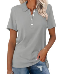 Valeria | Damen Kurzarm Poloshirt – Grau