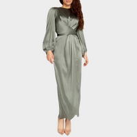 Vanessa - Damen Langes Abendkleid mit eleganten langen Ärmeln – Grau