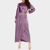 Vanessa - Damen Langes Abendkleid mit eleganten langen Ärmeln – Violett