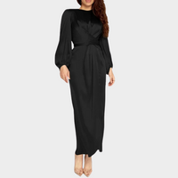 Vanessa - Damen Langes Abendkleid mit eleganten langen Ärmeln – Schwarz