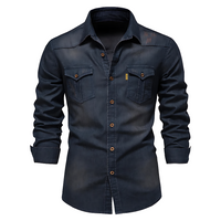 Nathanial – Baumwoll Jeans Hemd – Dunkelblau