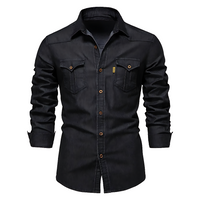 Nathanial – Baumwoll Jeans Hemd – Schwarz