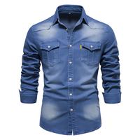 Nathanial – Baumwoll Jeans Hemd – Blau