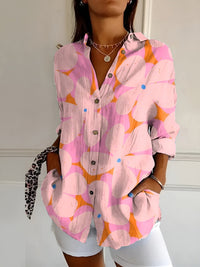 Gabriella | Kerbenausschnitt Mixed Print Bluse – Rosa Blumenmuster