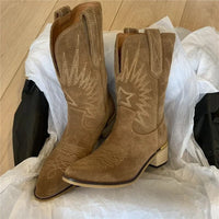 Bestickte Westernstiefel Für Damen | Wadenlang – Braun