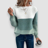 Clair | Elegant Dreifarbiger Pullover – Grün