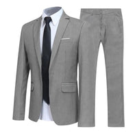 Herren Elegant Zweiteilig Hochzeitsgast Anzug Set | Slim Fit – Grau