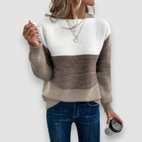 Clair | Elegant Dreifarbiger Pullover – Braun
