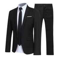 Herren Elegant Zweiteilig Hochzeitsgast Anzug Set | Slim Fit – Schwarz