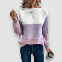 Clair | Elegant Dreifarbiger Pullover – Rosa