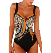 Schmeichelndes Badeanzug mit Druck – Orange