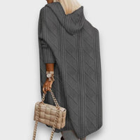 Jovina – Langer Cardigan mit Kapuze – Grau