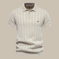 Valentin Strick-Poloshirt mit Knopfleiste – Beige