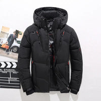 Brunno | Dicke Winterjacke für Herren mit Kapuze, Reißverschluss und Taschen – Noir