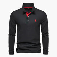 Klassisches Herren-Poloshirt mit langen Ärmeln – vielseitige Eleganz und Komfort – Schwarz