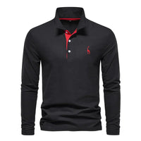 Langärmliges Poloshirt für Herren – Schwarz