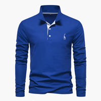 Klassisches Herren-Poloshirt mit langen Ärmeln – vielseitige Eleganz und Komfort – Blau