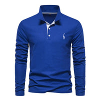 Langärmliges Poloshirt für Herren – Blau