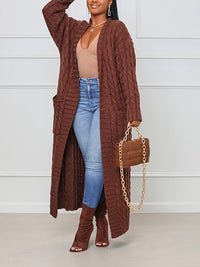 Longio | Offener Front-Cardigan mit langem Ausschnitt – Eleganz und Komfort für Damen – Café