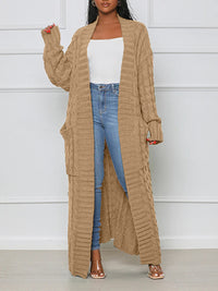Longio | Offener Front-Cardigan mit langem Ausschnitt – Eleganz und Komfort für Damen – Marron