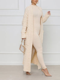 Longio | Offener Front-Cardigan mit langem Ausschnitt – Eleganz und Komfort für Damen – Abricot