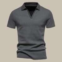 Poloshirt für Herren - Leichtes Gestricktes Kurzarm Polo für den Sommer – Dunkelgrau