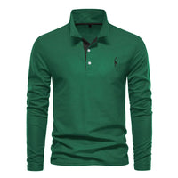 Klassisches langärmliges Poloshirt für Herren – Grün