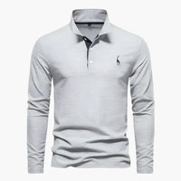 Klassisches Herren-Poloshirt mit langen Ärmeln – vielseitige Eleganz und Komfort – Grau