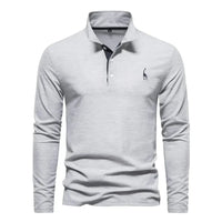 Klassisches langärmliges Poloshirt für Herren – Grau