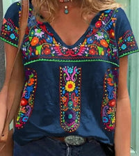 Esther - Ethnische T-Shirts – Blau
