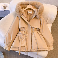 Yieshaella | Neue Mode Frauen Winterjacke mit Kunstpelzkragen – Khaki