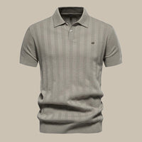Valentin Strick-Poloshirt mit Knopfleiste – Khaki