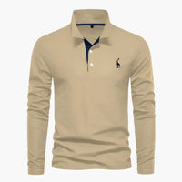 Klassisches Herren-Poloshirt mit langen Ärmeln – vielseitige Eleganz und Komfort – Khaki