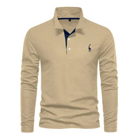Langärmliges Poloshirt für Herren – Khaki