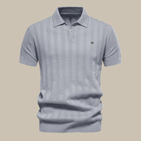 Valentin Strick-Poloshirt mit Knopfleiste – Grau