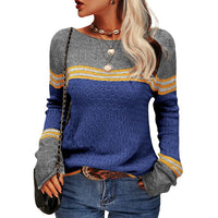 Damen Modischer Streifen-Pullover – Marine