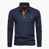 Klassisches Herren-Poloshirt mit langen Ärmeln – vielseitige Eleganz und Komfort – Marine
