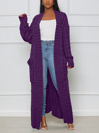 Longio | Offener Front-Cardigan mit langem Ausschnitt – Eleganz und Komfort für Damen – Violett