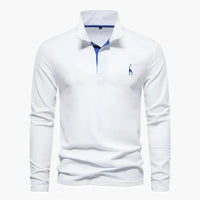 Klassisches Herren-Poloshirt mit langen Ärmeln – vielseitige Eleganz und Komfort – Weiß