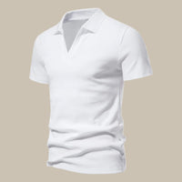 Poloshirt für Herren - Leichtes Gestricktes Kurzarm Polo für den Sommer – Weiß