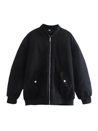 Damen Bomber Übergangsjacke | Übergroße – Schwarz